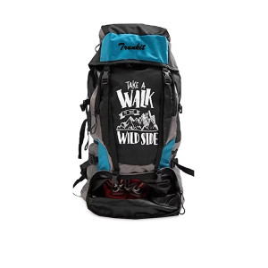 Blue And Black Printed Trekking Hiking Travel Bag Rucksacks